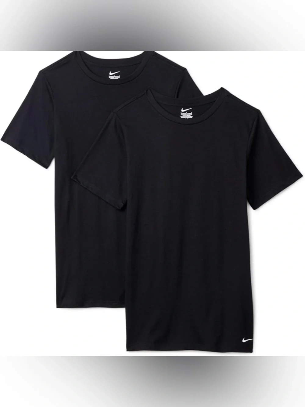 New! Nike Youth Boys Size Medium 10/12 Black Shirts 2-Pack Dri-FIT Undershirts
